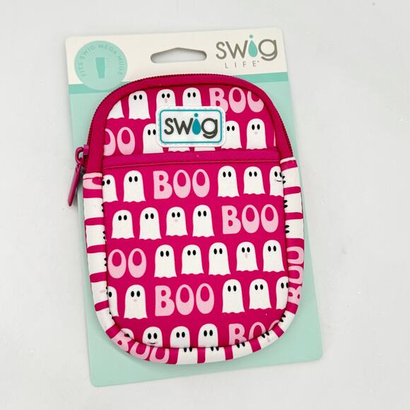 Swig Life Faboolous Pink Ghost Mega Mug Tumbler Accessory Pouch Halloween NEW - Picture 1 of 7